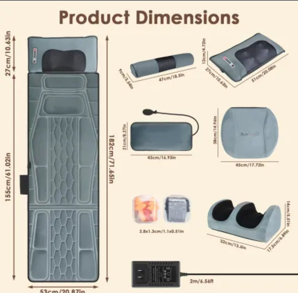 Flannel Full Body Massage Mat With Heat & Shiatsu Neck Massager